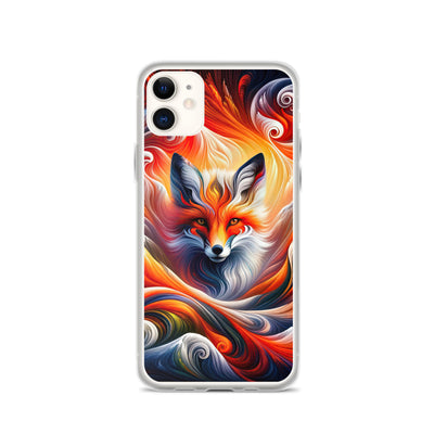 Abstraktes Kunstwerk, das den Geist der Alpen verkörpert. Leuchtender Fuchs in den Farben Orange, Rot, Weiß - iPhone Schutzhülle (durchsichtig) camping xxx yyy zzz iPhone 11