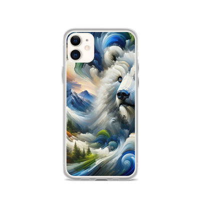 Abstrakte Alpen & Eisbär Kunst in dynamischen Farben - iPhone Schutzhülle (durchsichtig) camping xxx yyy zzz iPhone 11