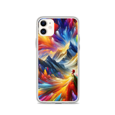 Alpen im Farbsturm mit erleuchtetem Wanderer - Abstrakt - iPhone Schutzhülle (durchsichtig) wandern xxx yyy zzz iPhone 11