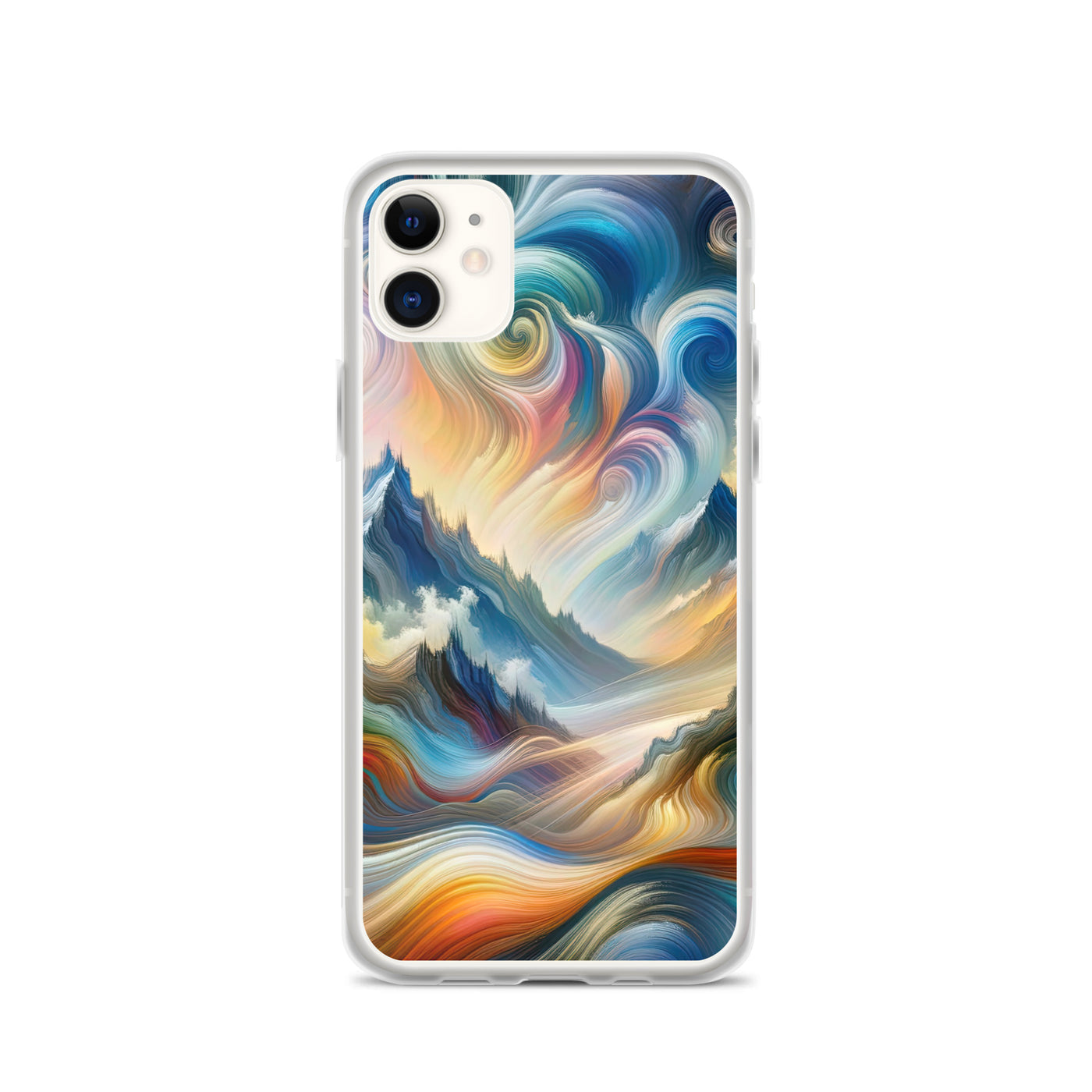 Ätherische schöne Alpen in lebendigen Farbwirbeln - Abstrakte Berge - iPhone Schutzhülle (durchsichtig) berge xxx yyy zzz iPhone 11