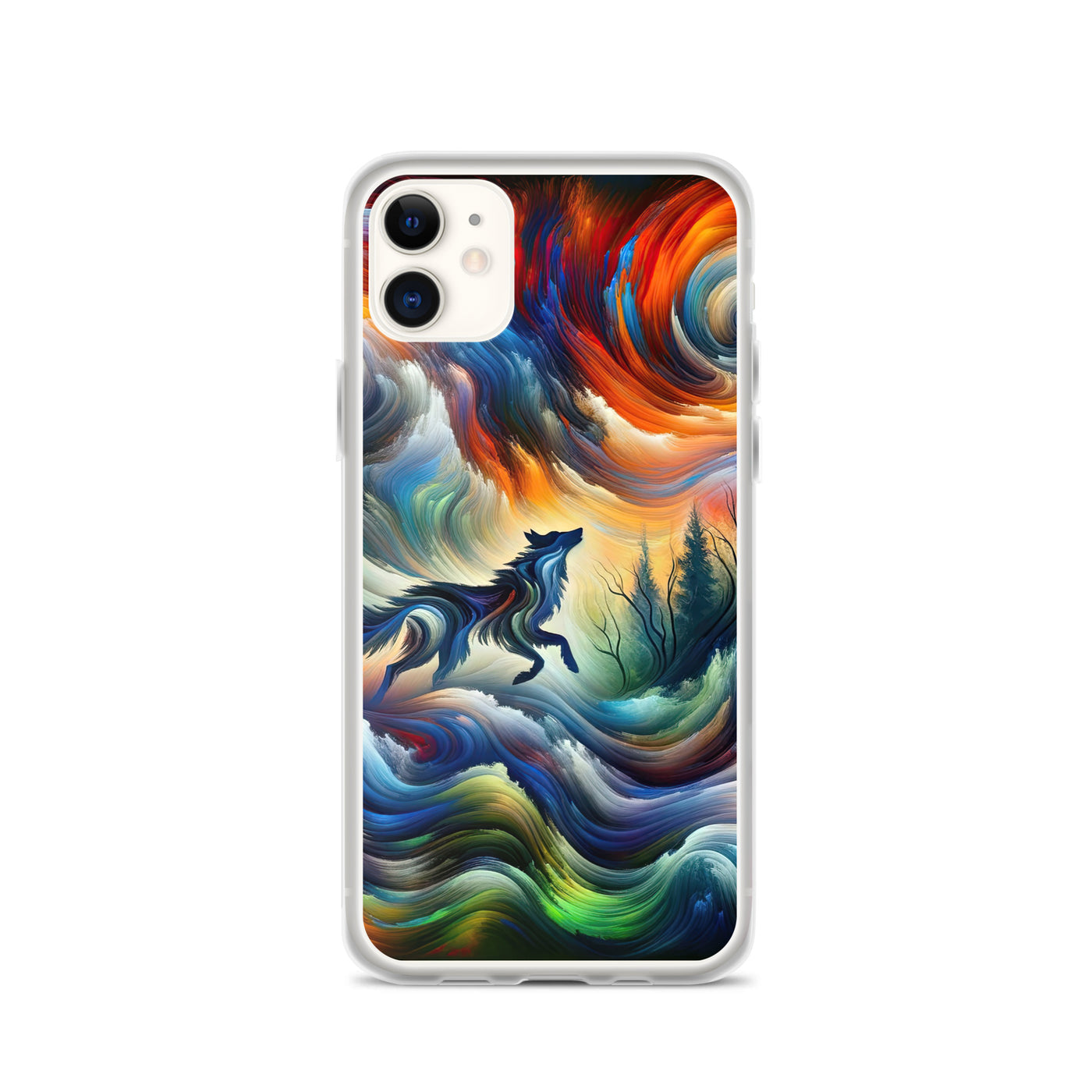 Alpen Abstraktgemälde mit Wolf Silhouette in lebhaften Farben (AN) - iPhone Schutzhülle (durchsichtig) xxx yyy zzz iPhone 11