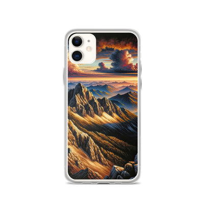Alpen in Abenddämmerung: Acrylgemälde mit beleuchteten Berggipfeln - iPhone Schutzhülle (durchsichtig) berge xxx yyy zzz iPhone 11