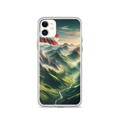 Alpen Gebirge: Fotorealistische Bergfläche mit Österreichischer Flagge - iPhone Schutzhülle (durchsichtig) berge xxx yyy zzz iPhone 11