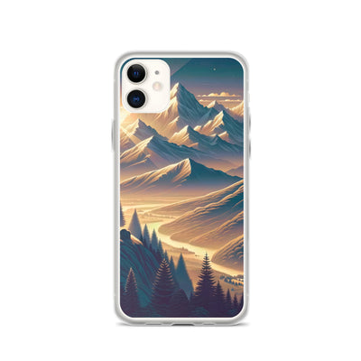Alpen-Morgendämmerung, erste Sonnenstrahlen auf Schneegipfeln - iPhone Schutzhülle (durchsichtig) berge xxx yyy zzz iPhone 11
