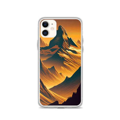 Fuchs in Alpen-Sonnenuntergang, goldene Berge und tiefe Täler - iPhone Schutzhülle (durchsichtig) camping xxx yyy zzz iPhone 11