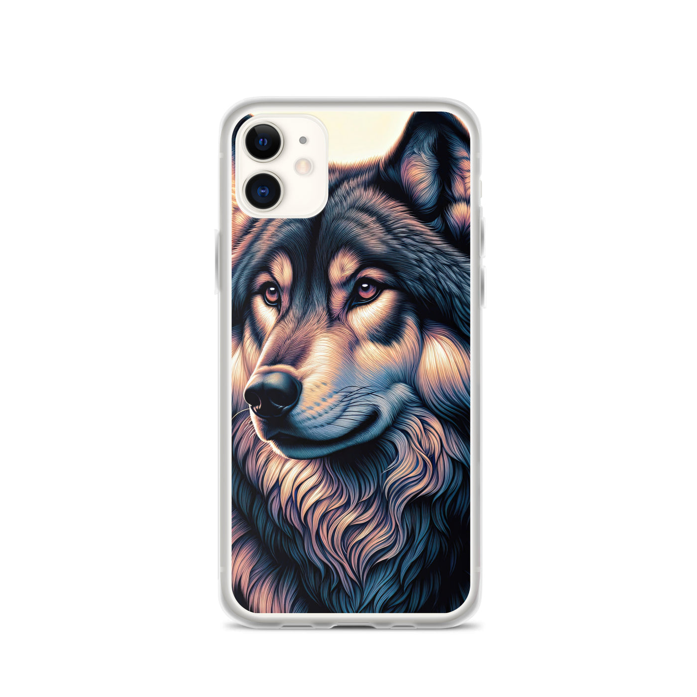 Majestätischer, glänzender Wolf in leuchtender Illustration (AN) - iPhone Schutzhülle (durchsichtig) xxx yyy zzz iPhone 11