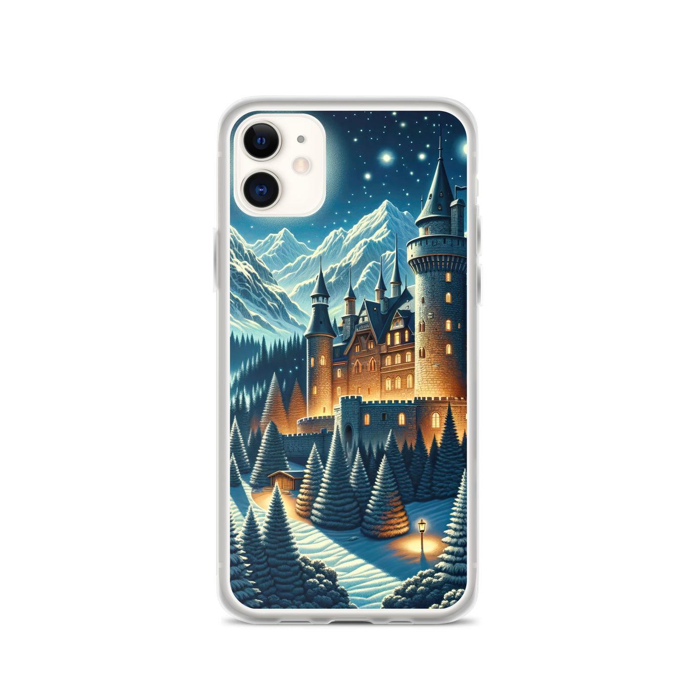 Mondhelle Schlossnacht in den Alpen, sternenklarer Himmel - iPhone Schutzhülle (durchsichtig) berge xxx yyy zzz iPhone 11