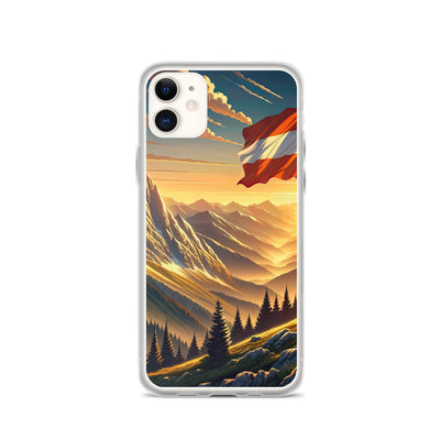 Ruhiger Alpenabend mit österreichischer Flagge und goldenem Sonnenuntergang - iPhone Schutzhülle (durchsichtig) berge xxx yyy zzz iPhone 11