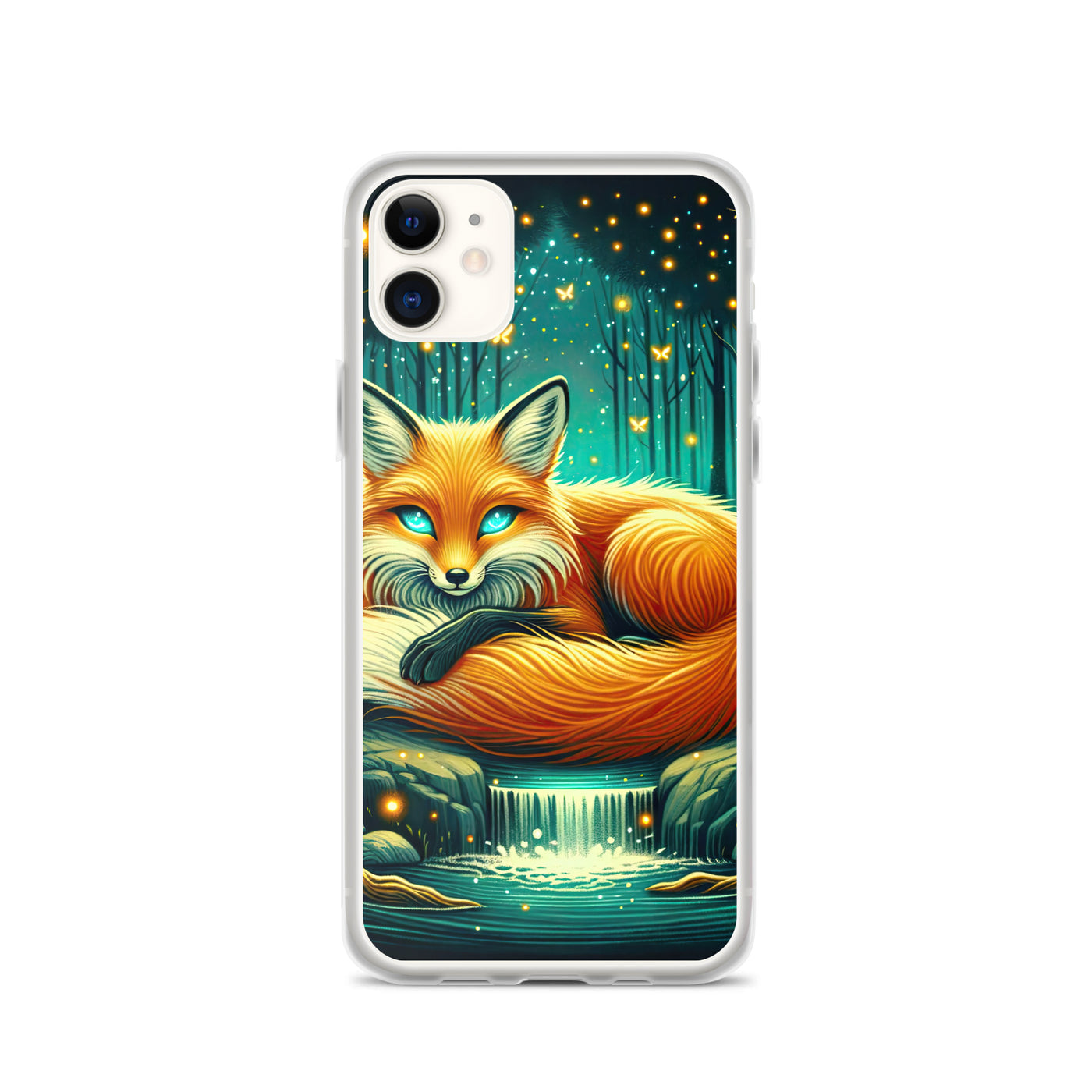 Bezaubernder Fuchs auf erleuchteter mystischer Waldlichtung - iPhone Schutzhülle (durchsichtig) camping xxx yyy zzz iPhone 11