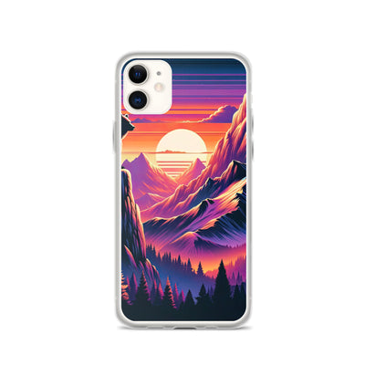 Alpen-Sonnenuntergang mit Bär auf Hügel, warmes Himmelsfarbenspiel - iPhone Schutzhülle (durchsichtig) camping xxx yyy zzz iPhone 11