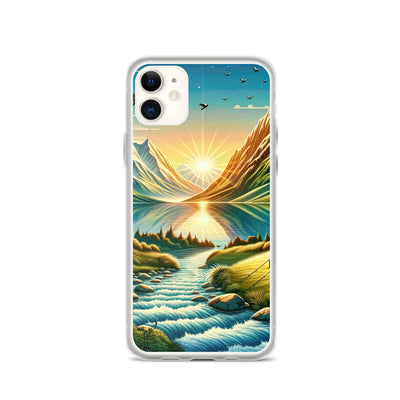 Zelt im Alpenmorgen mit goldenem Licht, Schneebergen und unberührten Seen - iPhone Schutzhülle (durchsichtig) berge xxx yyy zzz iPhone 11