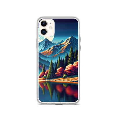 Ruhiger Herbstabend in den Alpen, grün-rote Berge - iPhone Schutzhülle (durchsichtig) berge xxx yyy zzz iPhone 11