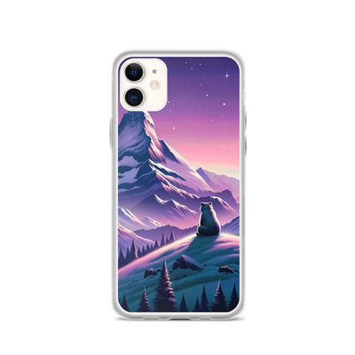 Bezaubernder Alpenabend mit Bär, lavendel-rosafarbener Himmel (AN) - iPhone Schutzhülle (durchsichtig) xxx yyy zzz iPhone 11