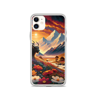 Magischer Alpenabend mit Hochlandkuh und goldener Sonnenkulisse - iPhone Schutzhülle (durchsichtig) berge xxx yyy zzz iPhone 11
