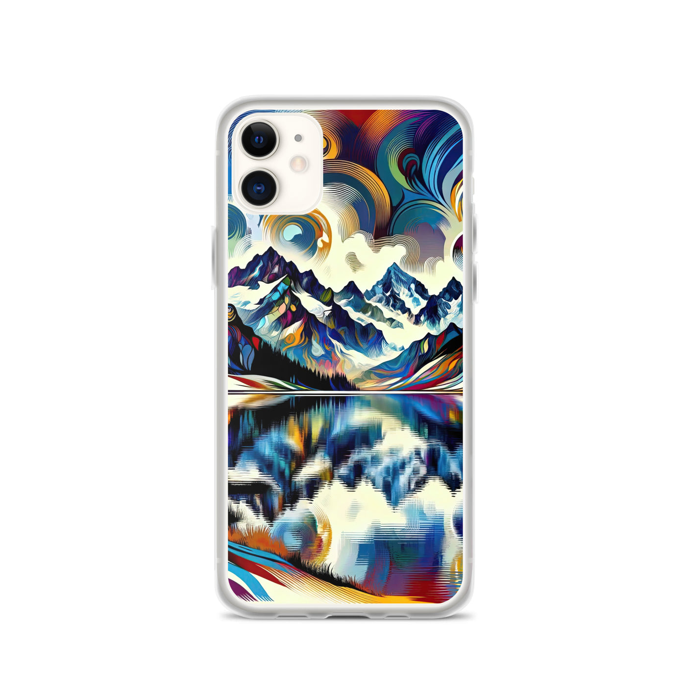 Alpensee im Zentrum eines abstrakt-expressionistischen Alpen-Kunstwerks - iPhone Schutzhülle (durchsichtig) berge xxx yyy zzz iPhone 11
