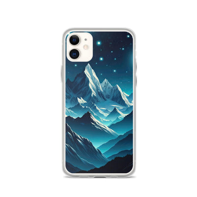 Sternenklare Nacht über den Alpen, Vollmondschein auf Schneegipfeln - iPhone Schutzhülle (durchsichtig) berge xxx yyy zzz iPhone 11
