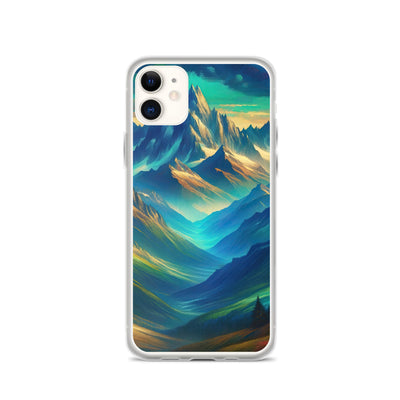 Atemberaubende alpine Komposition mit majestätischen Gipfeln und Tälern - iPhone Schutzhülle (durchsichtig) berge xxx yyy zzz iPhone 11
