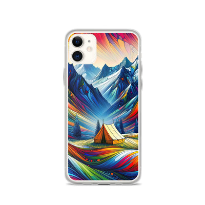 Surreale Alpen in abstrakten Farben, dynamische Formen der Landschaft - iPhone Schutzhülle (durchsichtig) camping xxx yyy zzz iPhone 11