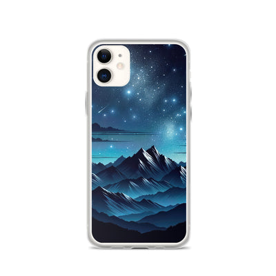 Alpen unter Sternenhimmel mit glitzernden Sternen und Meteoren - iPhone Schutzhülle (durchsichtig) berge xxx yyy zzz iPhone 11