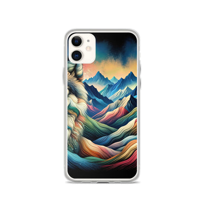 Traumhaftes Alpenpanorama mit Wolf in wechselnden Farben und Mustern (AN) - iPhone Schutzhülle (durchsichtig) xxx yyy zzz iPhone 11