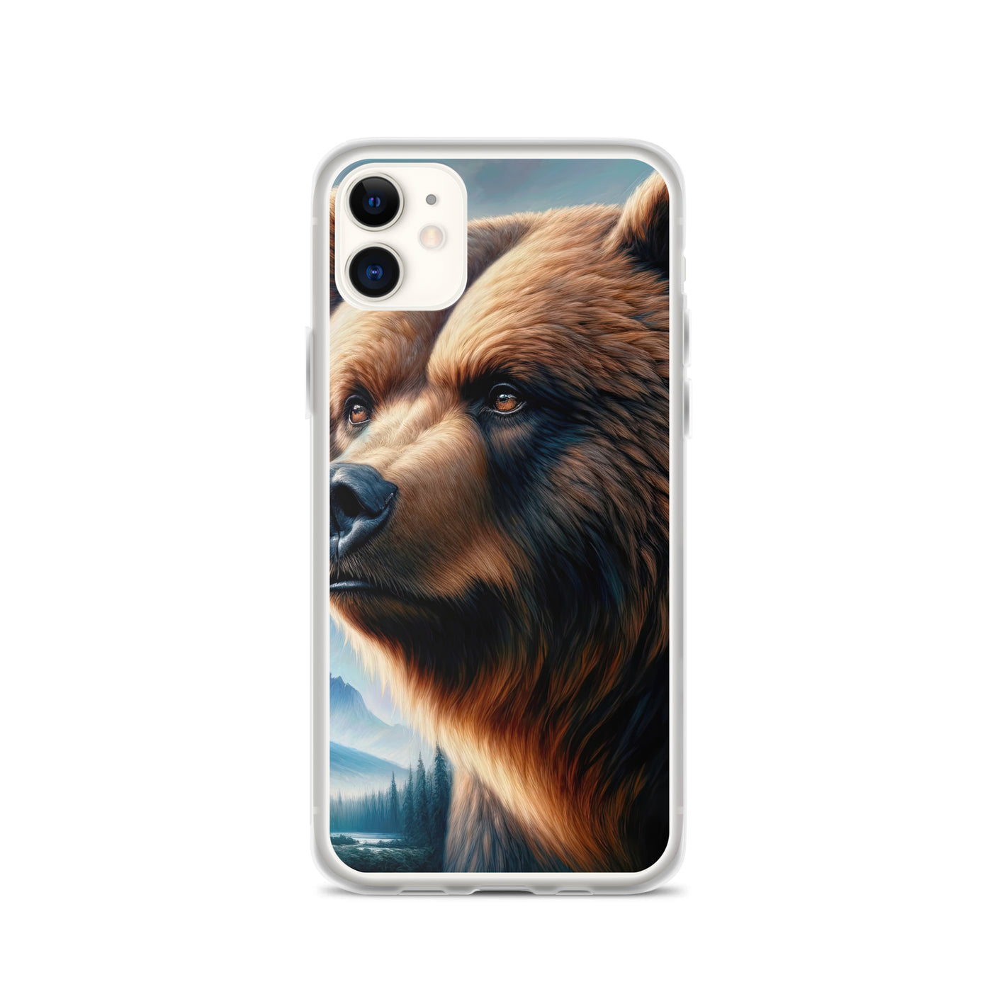 Ölgemälde, das das Gesicht eines starken realistischen Bären einfängt. Porträt - iPhone Schutzhülle (durchsichtig) camping xxx yyy zzz iPhone 11