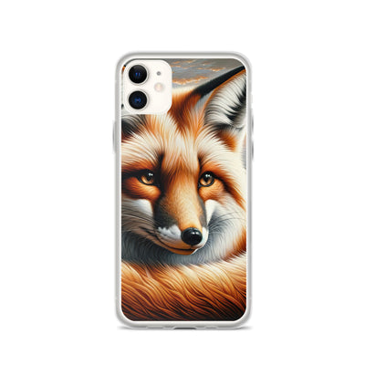 Ölgemälde eines nachdenklichen Fuchses mit weisem Blick - iPhone Schutzhülle (durchsichtig) camping xxx yyy zzz iPhone 11