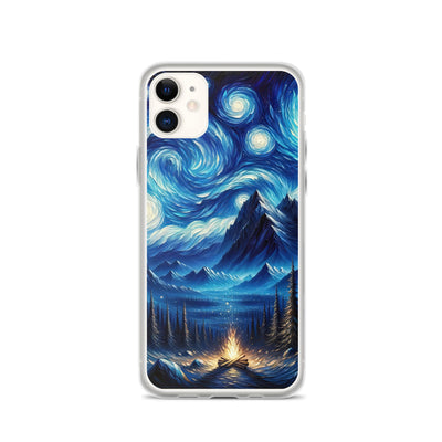 Sternennacht-Stil Ölgemälde der Alpen, himmlische Wirbelmuster - iPhone Schutzhülle (durchsichtig) berge xxx yyy zzz iPhone 11