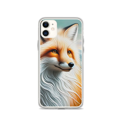 Ölgemälde eines anmutigen, intelligent blickenden Fuchses in Orange-Weiß - iPhone Schutzhülle (durchsichtig) camping xxx yyy zzz iPhone 11