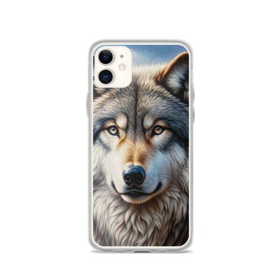 Porträt-Ölgemälde eines prächtigen Wolfes mit faszinierenden Augen (AN) - iPhone Schutzhülle (durchsichtig) xxx yyy zzz iPhone 11