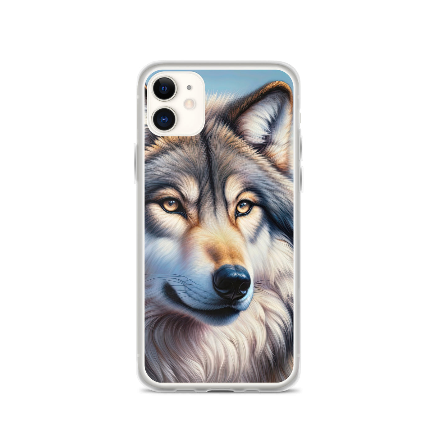 Ölgemäldeporträt eines majestätischen Wolfes mit intensiven Augen in der Berglandschaft (AN) - iPhone Schutzhülle (durchsichtig) xxx yyy zzz iPhone 11