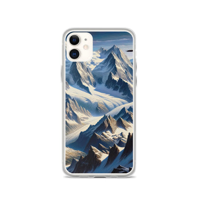 Ölgemälde der Alpen mit hervorgehobenen zerklüfteten Geländen im Licht und Schatten - iPhone Schutzhülle (durchsichtig) berge xxx yyy zzz iPhone 11