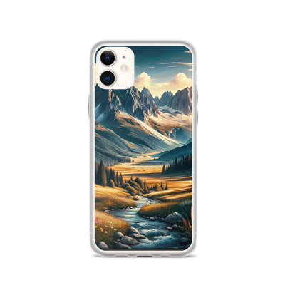 Quadratisches Kunstwerk der Alpen, majestätische Berge unter goldener Sonne - iPhone Schutzhülle (durchsichtig) berge xxx yyy zzz iPhone 11