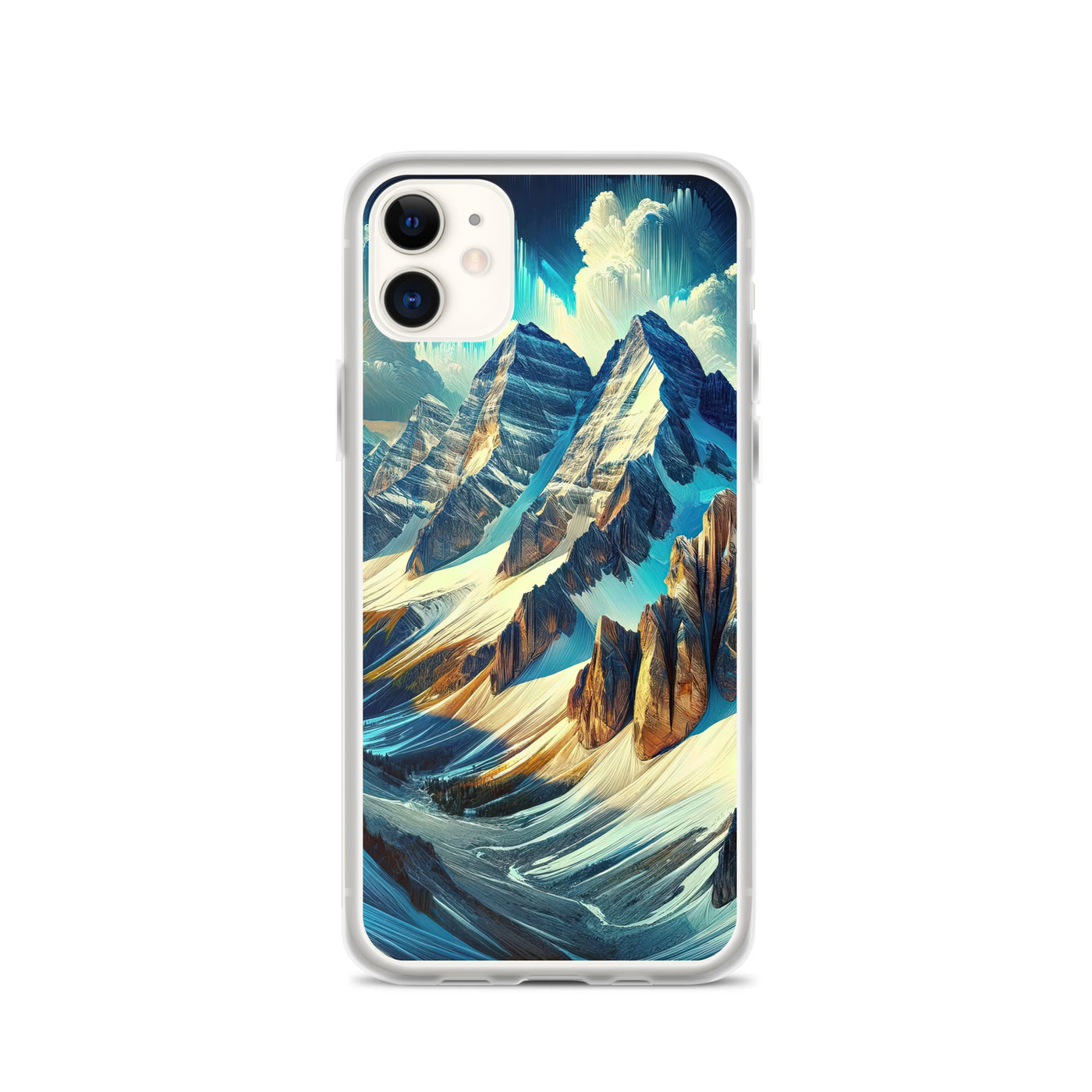 Majestätische Alpen in zufällig ausgewähltem Kunststil - iPhone Schutzhülle (durchsichtig) berge xxx yyy zzz iPhone 11