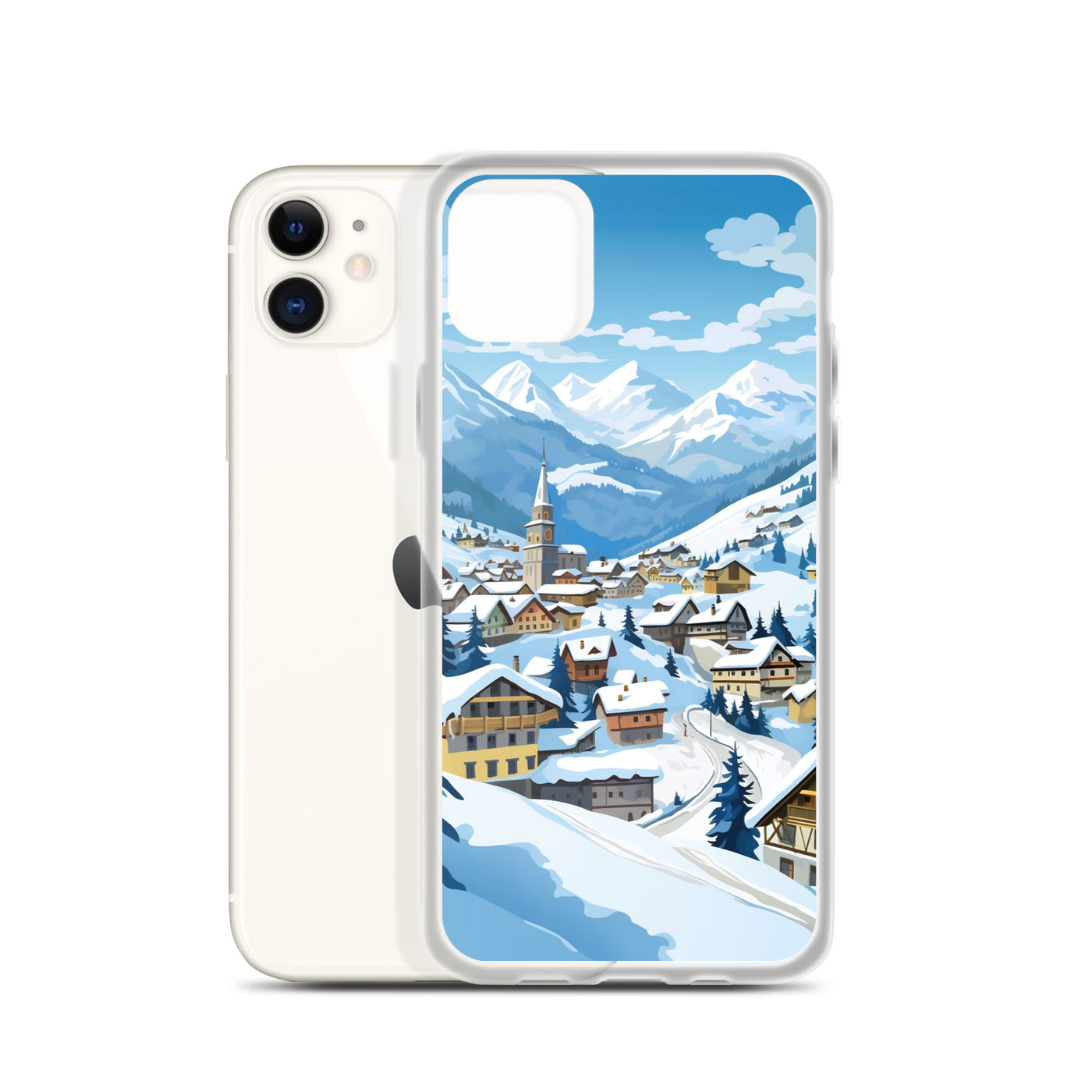 Kitzbühl - Berge und Schnee - Landschaftsmalerei - iPhone Schutzhülle (durchsichtig) ski xxx