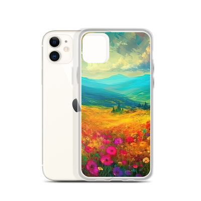 Berglandschaft und schöne farbige Blumen - Malerei - iPhone Schutzhülle (durchsichtig) berge xxx