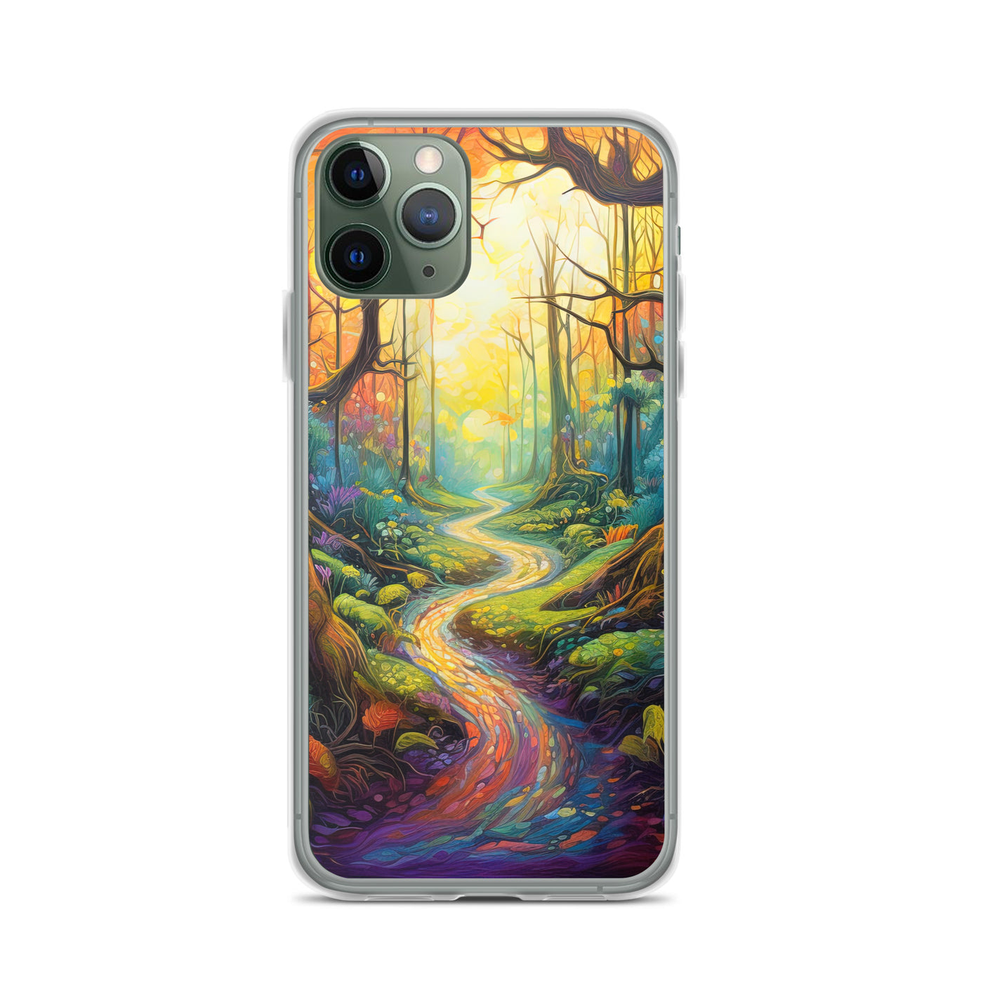 Wald und Wanderweg - Bunte, farbenfrohe Malerei - iPhone Schutzhülle (durchsichtig) camping xxx iPhone 11 Pro