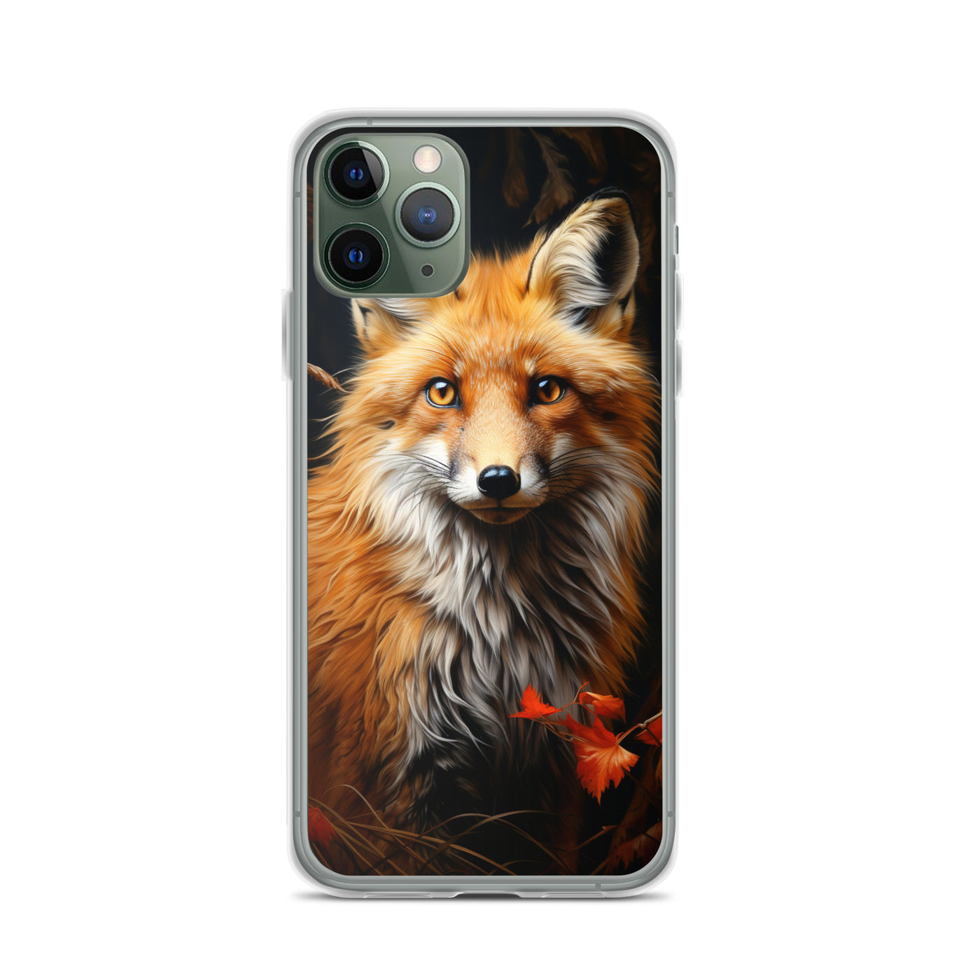 Fuchs Porträt und Herbstblätter - Malerei - iPhone Schutzhülle (durchsichtig) camping xxx iPhone 11 Pro
