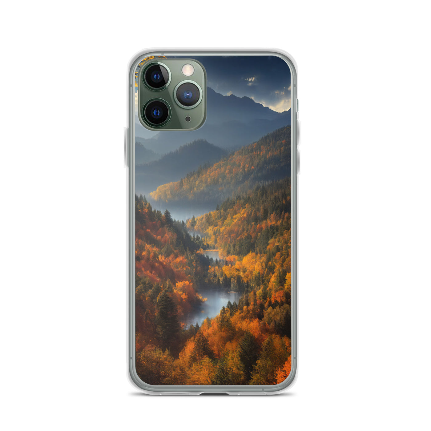 Berge, Wald und Nebel - Malerei - iPhone Schutzhülle (durchsichtig) berge xxx iPhone 11 Pro
