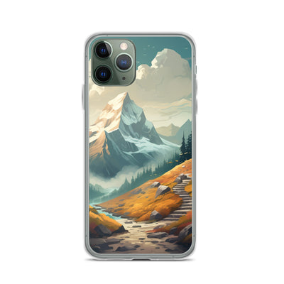Berge, Wald und Wanderweg - Malerei - iPhone Schutzhülle (durchsichtig) berge xxx iPhone 11 Pro