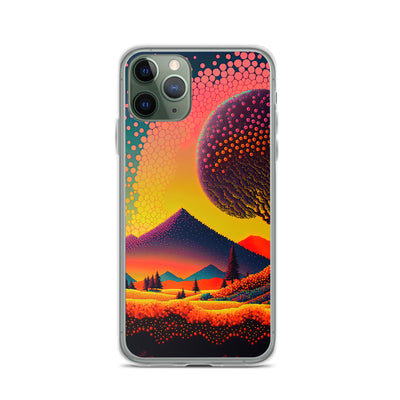 Berge und warme Farben - Punktkunst - iPhone Schutzhülle (durchsichtig) berge xxx iPhone 11 Pro