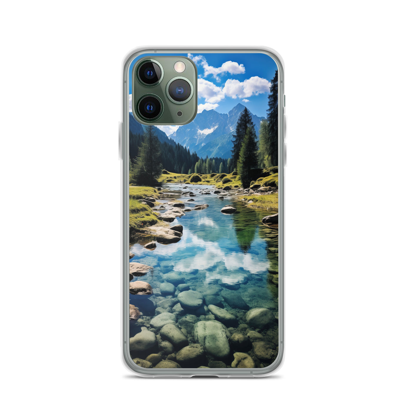 Österreichische Alpen und steiniger Bach - iPhone Schutzhülle (durchsichtig) berge xxx iPhone 11 Pro