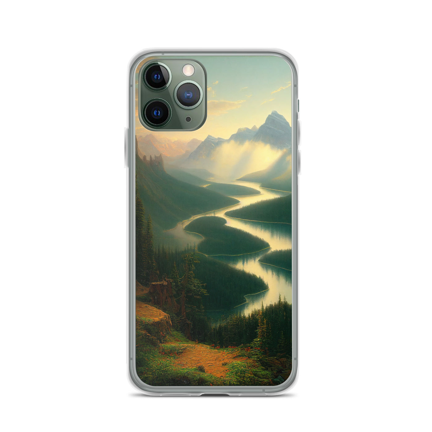 Landschaft mit Bergen, See und viel grüne Natur - Malerei - iPhone Schutzhülle (durchsichtig) berge xxx iPhone 11 Pro
