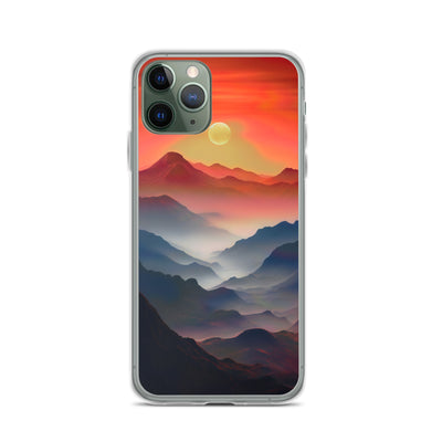 Sonnteruntergang, Gebirge und Nebel - Landschaftsmalerei - iPhone Schutzhülle (durchsichtig) berge xxx iPhone 11 Pro