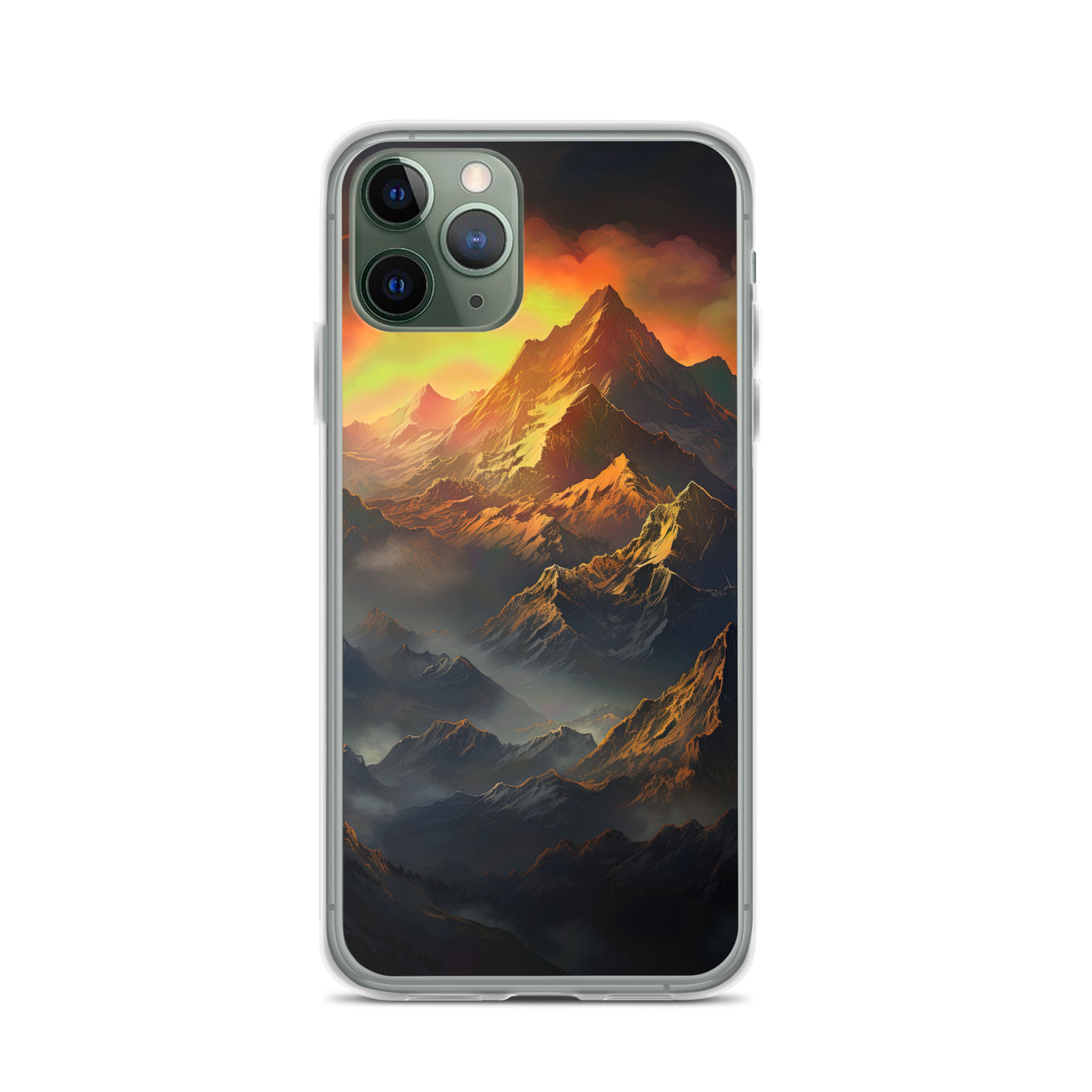 Wunderschöne Himalaya Gebirge im Nebel und Sonnenuntergang - Malerei - iPhone Schutzhülle (durchsichtig) berge xxx iPhone 11 Pro