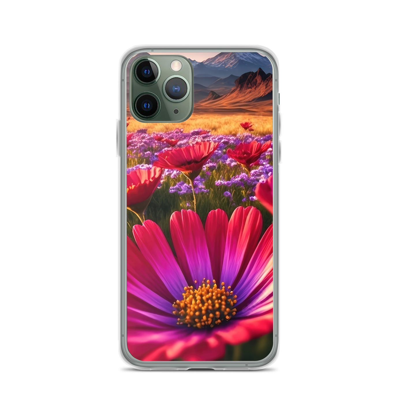 Wünderschöne Blumen und Berge im Hintergrund - iPhone Schutzhülle (durchsichtig) berge xxx iPhone 11 Pro