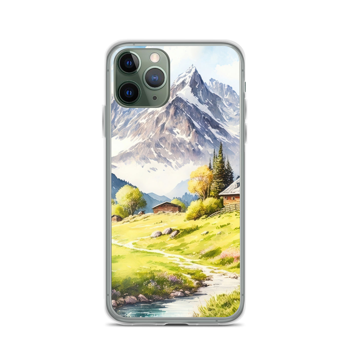 Epische Berge und Berghütte - Landschaftsmalerei - iPhone Schutzhülle (durchsichtig) berge xxx iPhone 11 Pro