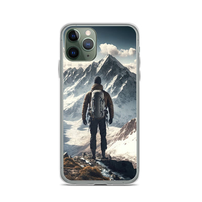 Wanderer auf Berg von hinten - Malerei - iPhone Schutzhülle (durchsichtig) berge xxx iPhone 11 Pro