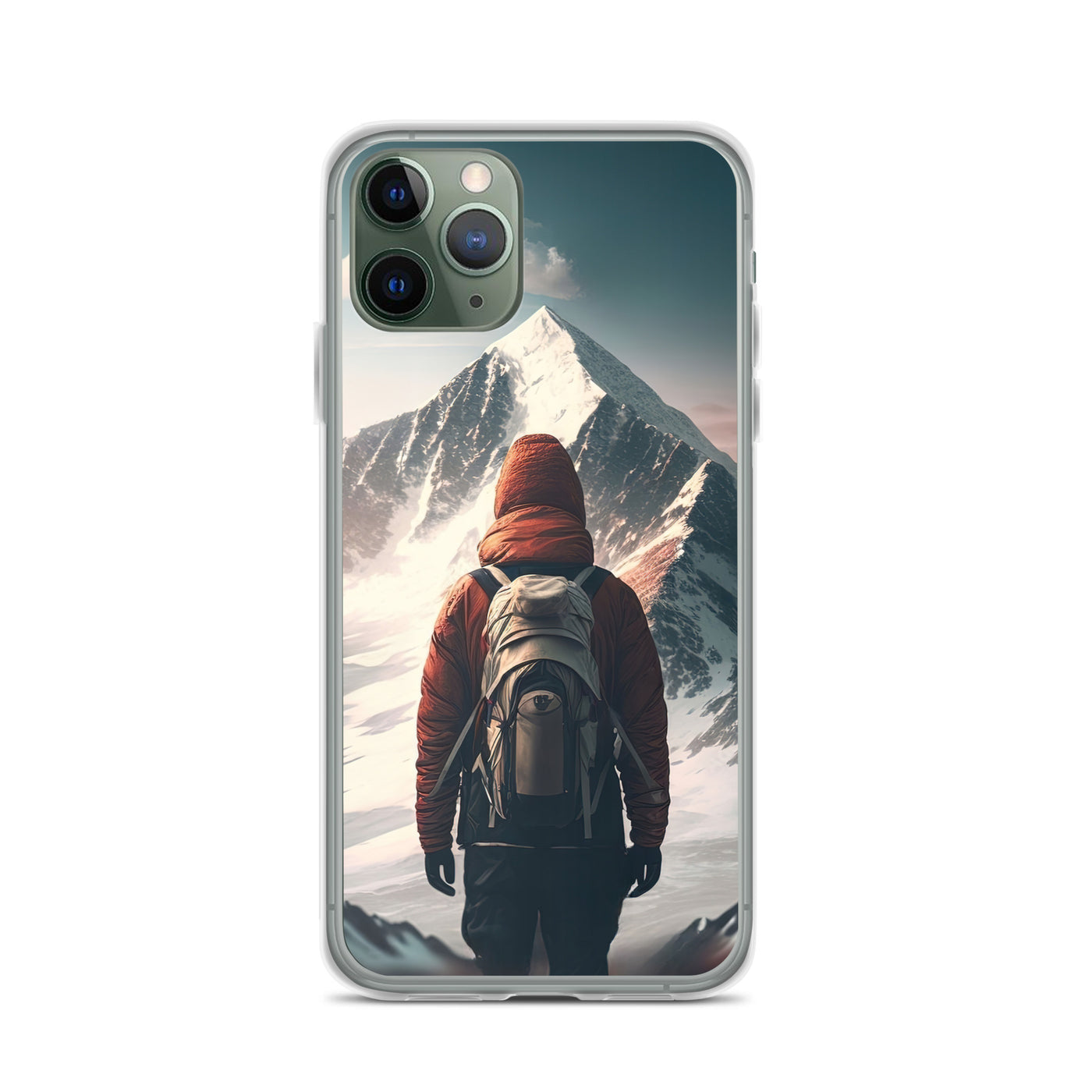 Wanderer von hinten vor einem Berg - Malerei - iPhone Schutzhülle (durchsichtig) berge xxx iPhone 11 Pro