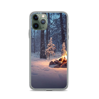 Lagerfeuer im Winter - Camping Foto - iPhone Schutzhülle (durchsichtig) camping xxx iPhone 11 Pro