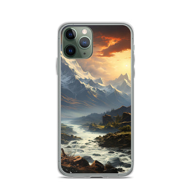Berge, Sonne, steiniger Bach und Wolken - Epische Stimmung - iPhone Schutzhülle (durchsichtig) berge xxx iPhone 11 Pro